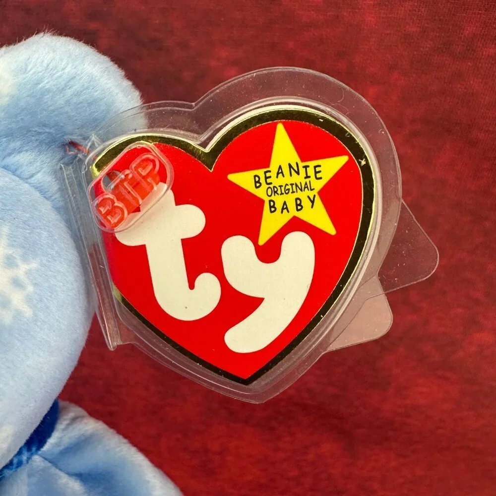 TY BEANIE BABIES 1999 HOLIDAY TEDDY BLUE SNOWFLAKES CHRISTMAS BEAR BABY 8.5 in